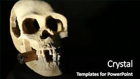  Presentation with human mouth - Audience pleasing PPT theme consisting of bone ash - smoking human scull with cigar backdrop and a  colored foreground