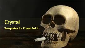  Presentation with human mouth - PPT theme enhanced with bone ash - smoking human scull with cigarette background and a  colored foreground