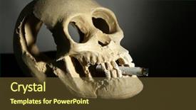  Presentation with human mouth - Slide set enhanced with bone ash - smoking human scull with cigarette background and a tawny brown colored foreground