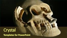  Presentation with human mouth - PPT theme consisting of bone ash - smoking human scull with cigarette background and a  colored foreground