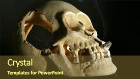  Presentation with human mouth - PPT theme having bone ash - smoking human scull with cigarette background and a tawny brown colored foreground
