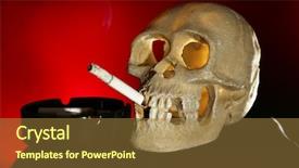  Presentation with human mouth - Amazing theme having bone ash - smoking human scull with cigarette backdrop and a tawny brown colored foreground