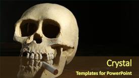  Presentation with human mouth - Slides with bone ash - smoking human scull with cigarette background and a  colored foreground