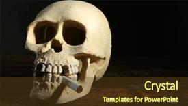  Presentation with human mouth - Theme featuring bone ash - smoking human scull with cigarette background and a tawny brown colored foreground