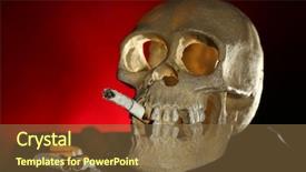  Presentation with human mouth - Audience pleasing slide deck consisting of bone ash - smoking human scull with cigarette backdrop and a tawny brown colored foreground