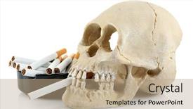  Presentation with human mouth - Cool new presentation theme with bone ash - smoking human scull with cigarette backdrop and a coral colored foreground