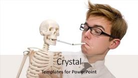  Presentation with human rights concept chained man - Presentation theme having antismoking concept with man background and a soft green colored foreground