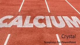  Presentation with calcium - Colorful slides enhanced with bone chemistry - calcium written on running track backdrop and a red colored foreground