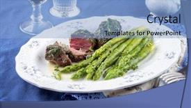  Presentation with green plate - PPT theme with bone china - medaillons with green asparagus background and a  colored foreground