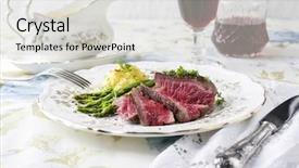  Presentation with bone - Slide deck featuring bone china - point steak with green asparagus background and a  colored foreground