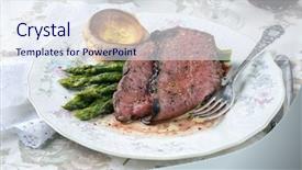  Presentation with roast beef - Theme consisting of bone china - roast beef with green asparagus background and a  colored foreground