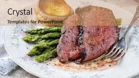  Presentation with pudding - Slides having bone china - roastbeef with green asparagus background and a  colored foreground