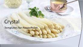  Presentation with bone - PPT layouts with bone china - white asparagus on plate background and a lemonade colored foreground