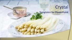  Presentation with bone - Beautiful theme featuring bone china - white asparagus on plate backdrop and a lemonade colored foreground