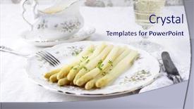  Presentation with bone - Cool new PPT layouts with bone china - white asparagus on plate backdrop and a sky blue colored foreground