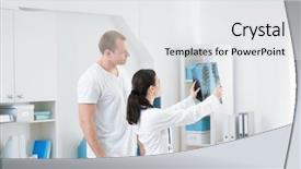  Presentation with bone disease - Slide deck having bone disease - orthopedist with patient in clinic background and a white colored foreground