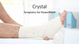  Presentation with bone disease - PPT theme having bone disease - young man with bandaged leg background and a white colored foreground