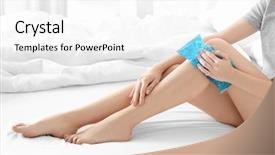  Presentation with bone disease - Slide deck having bone disease - young woman applying cold compress background and a white colored foreground