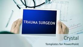  Presentation with trauma - Beautiful PPT theme featuring bone disorders - closeup of a doctor man backdrop and a sky blue colored foreground