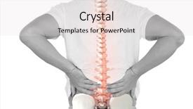  Presentation with back pain - Cool new slide deck with bone disorders - digital composite of highlighted spine backdrop and a light gray colored foreground