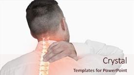  Presentation with back pain - Amazing slide set having bone disorders - digital composite of highlighted spine backdrop and a lemonade colored foreground