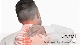  Presentation with back pain - Audience pleasing PPT layouts consisting of bone disorders - digital composite of highlighted spine backdrop and a lemonade colored foreground