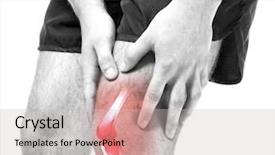  Presentation with knee pain - Slide set enhanced with bone disorders - health care concept man suffering background and a light gray colored foreground