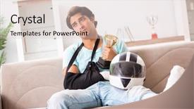  Presentation with rider - Colorful slides enhanced with bone foot fracture - injured motorbike rider recovering backdrop and a lemonade colored foreground