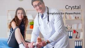  Presentation with fracture bone - Theme having bone foot fracture - traumatologist is taking care background and a light gray colored foreground