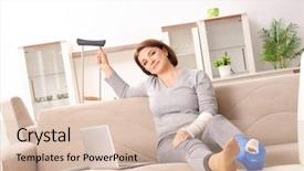  Presentation with fracture bone - Colorful presentation theme enhanced with bone foot fracture - woman after car accident suffering backdrop and a lemonade colored foreground