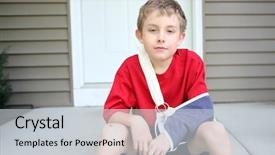  Presentation with fracture bone - Slide set enhanced with bone fracture - boy with broken arm background and a light gray colored foreground