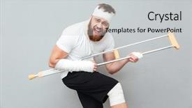  Presentation with fracture bone - Beautiful PPT theme featuring bone fracture - cheerful playful young man having backdrop and a light gray colored foreground