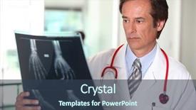  Presentation with fracture bone - Presentation theme having bone fracture - doctor looking at x-ray background and a ocean colored foreground