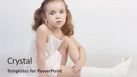  Presentation with fracture bone - Colorful slide deck enhanced with bone fracture - little girl injured with broken backdrop and a soft green colored foreground