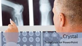  Presentation with professional - PPT layouts featuring bone health - professional male senior doctor pointing background and a light blue colored foreground