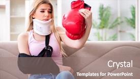  Presentation with sport injuri - Theme featuring bone loss - woman injured during sport game background and a coral colored foreground