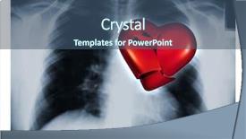  Presentation with broken bone - PPT theme enhanced with bone loss - x-ray of a male chest background and a ocean colored foreground