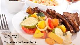  Presentation with barbecue ribs - Audience pleasing theme consisting of bone marrow - barbecue spare ribs backdrop and a  colored foreground