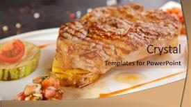  Presentation with foods - PPT layouts enhanced with bone marrow - grilled foods - bbq pork background and a  colored foreground