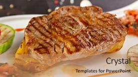  Presentation with foods - Slide deck having bone marrow - grilled foods - bbq pork background and a  colored foreground