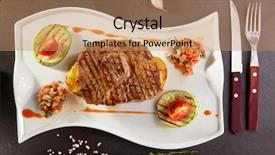  Presentation with foods - Presentation design featuring bone marrow - grilled foods - bbq pork background and a  colored foreground