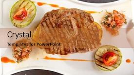  Presentation with foods - Slide set consisting of bone marrow - grilled foods - bbq pork background and a  colored foreground