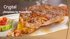  Presentation with foods - Slides having bone marrow - grilled foods - bbq pork background and a tawny brown colored foreground