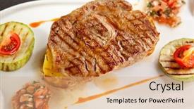  Presentation with foods - Amazing slide deck having bone marrow - grilled foods - bbq pork backdrop and a coral colored foreground