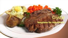 Presentation with carrots - Audience pleasing PPT theme consisting of bone steak with baked potato backdrop and a tawny brown colored foreground