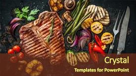  Presentation with steak - Cool new presentation theme with bone steak with grilled vegetables backdrop and a tawny brown colored foreground