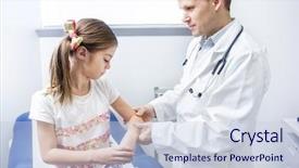  Presentation with examination - PPT theme having bone surgeon - girl at a doctors office background and a lemonade colored foreground