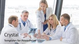  Presentation with look - Slide deck having bone surgeon - group of doctors look background and a light gray colored foreground