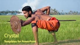  Presentation with indian art - Amazing PPT theme having bone tissue - kalarippayat indian ancient martial art backdrop and a tawny brown colored foreground