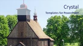  Presentation with old jewish cemetery religious - Slide deck consisting of bone yard - old wooden rural chapel background and a sky blue colored foreground